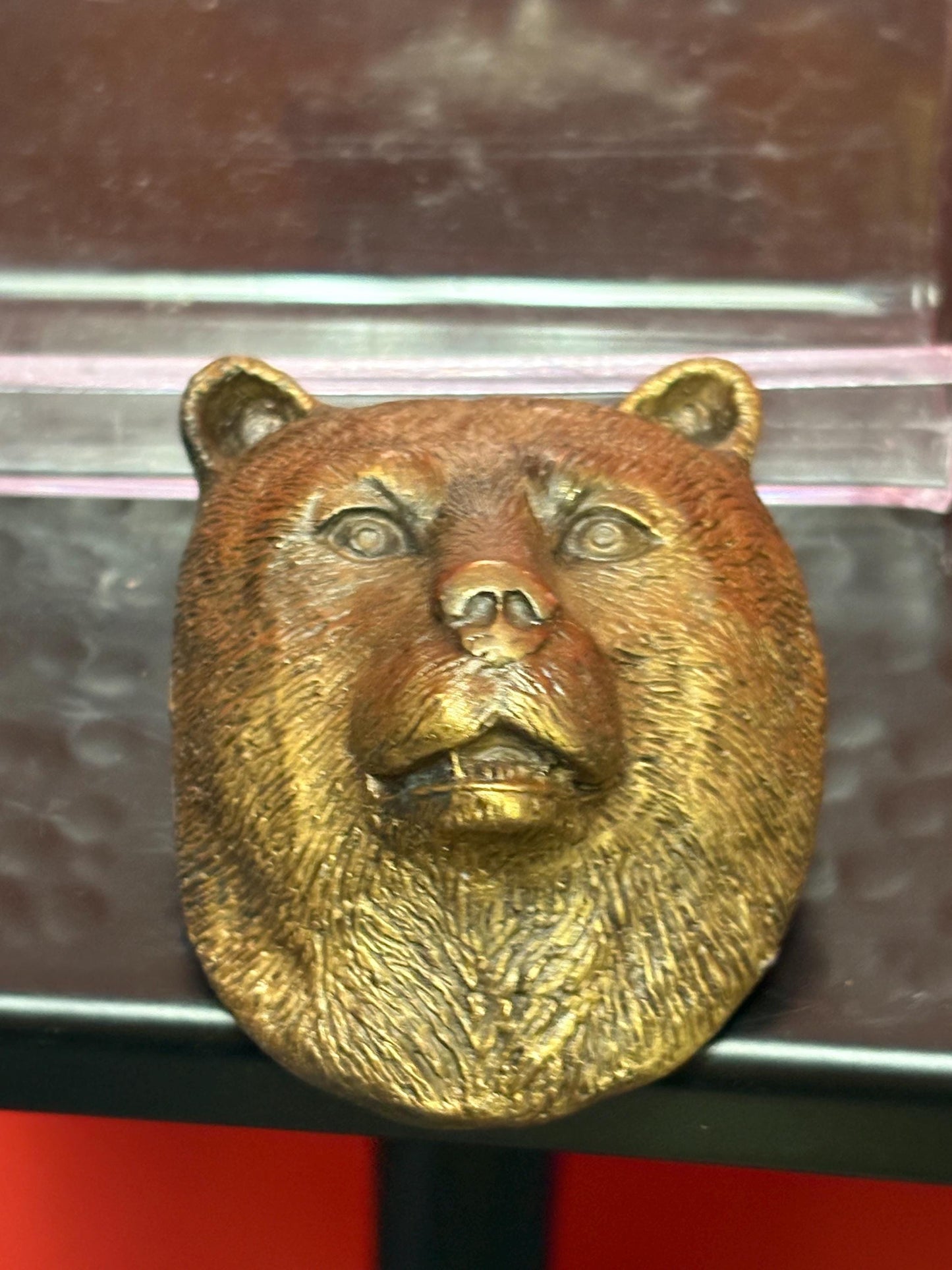 Heavy amazing 2 inch American brass grizzly bear  belt buckle