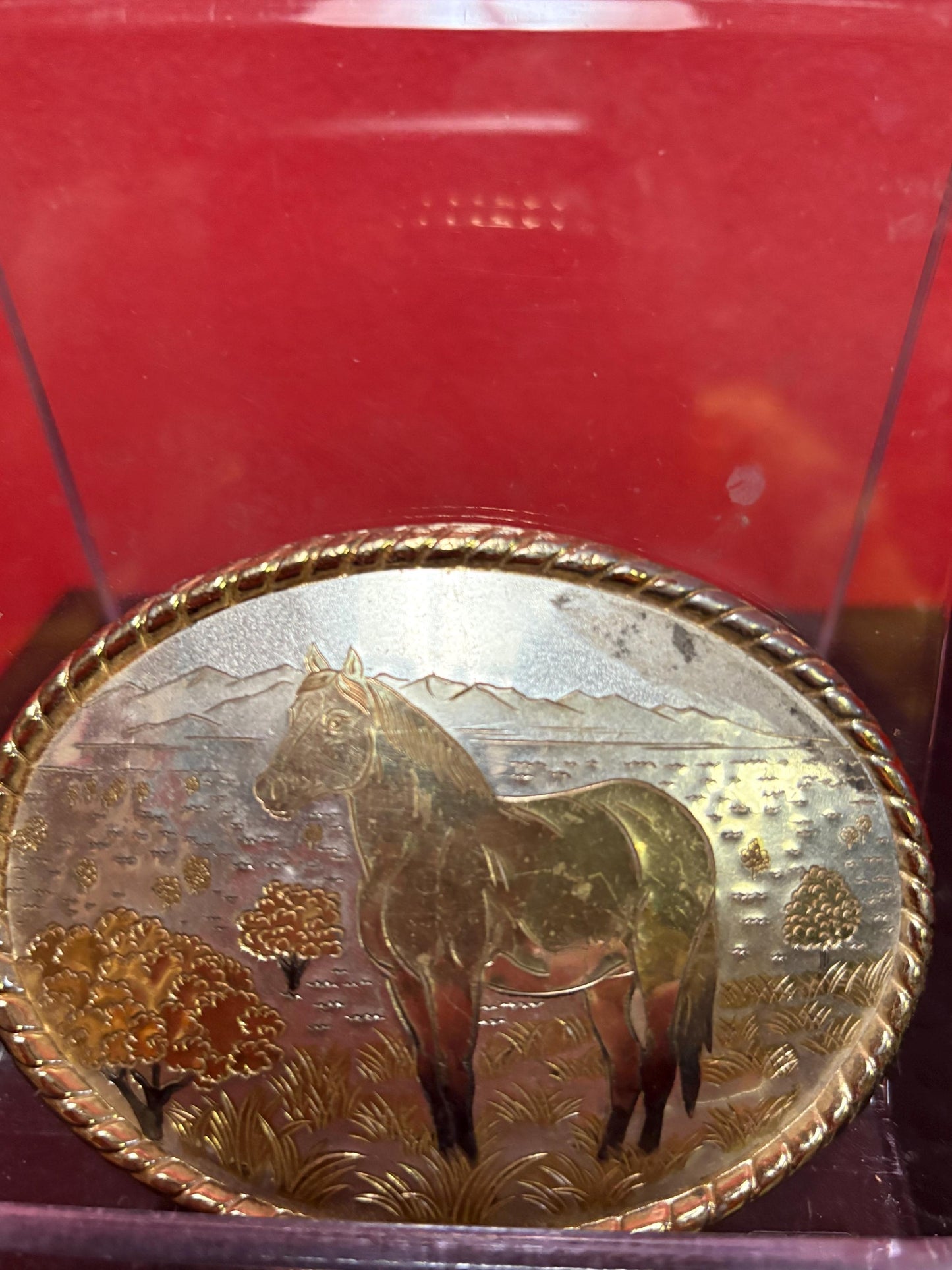 Beautiful 3.75 inch  horse belt buckle