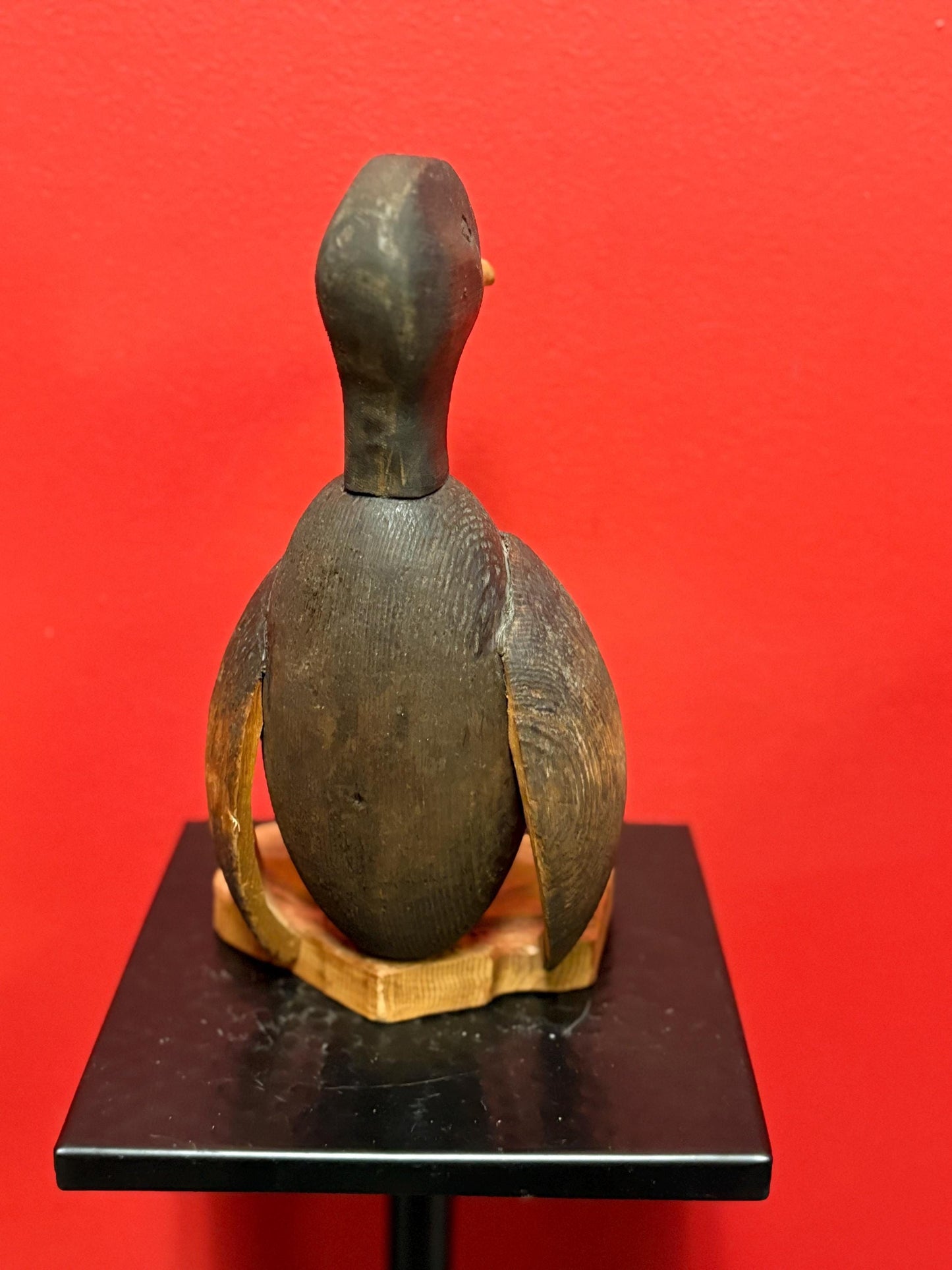 10 inch tall indigenous fishing buoy duck statue on wooden stand  very cool decor