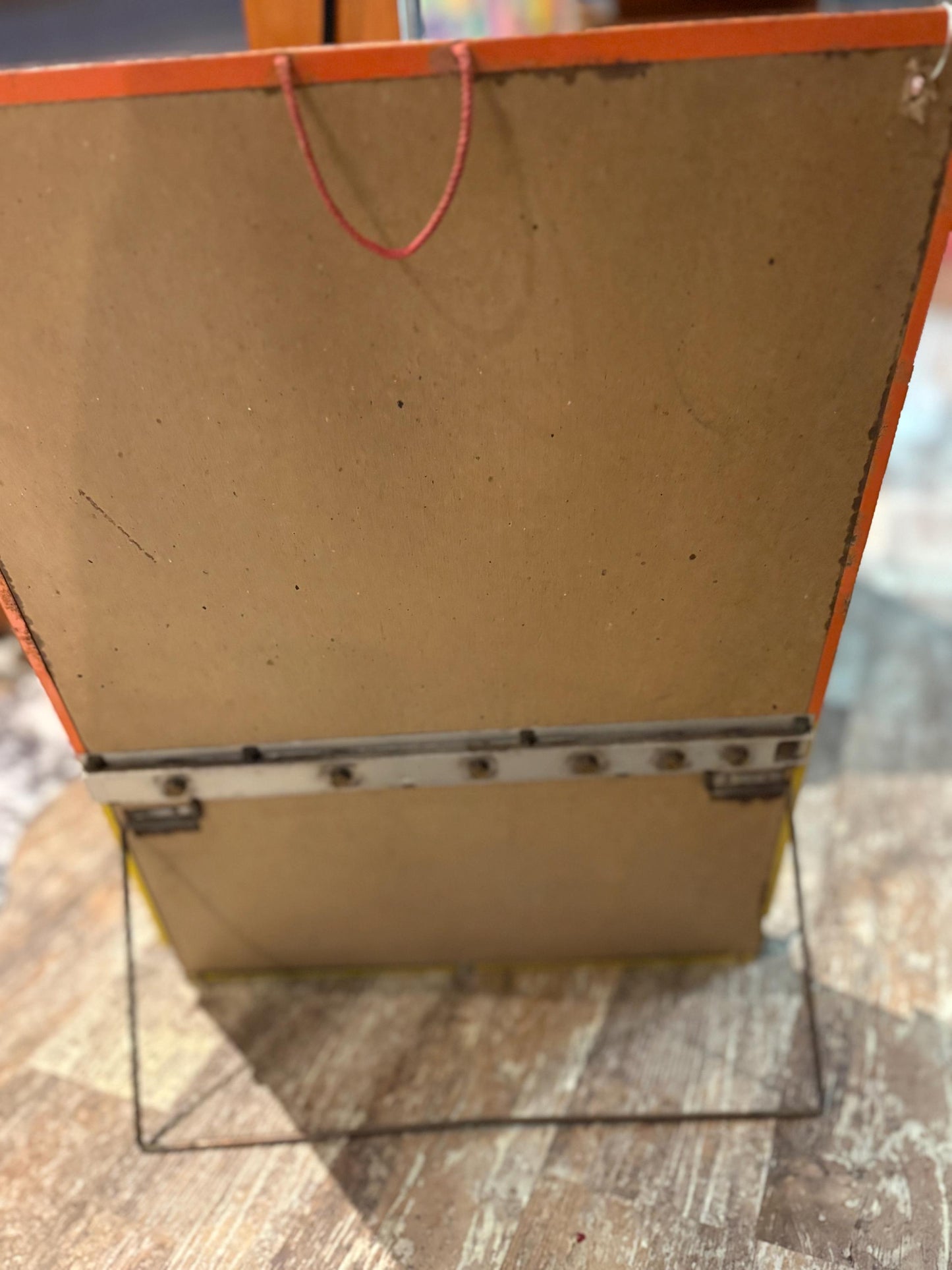 Rare antique Harris Junior paintbrush advertising holder in amazing condition - stand or hang -  wonderful imagery - 20 x 13“ wide