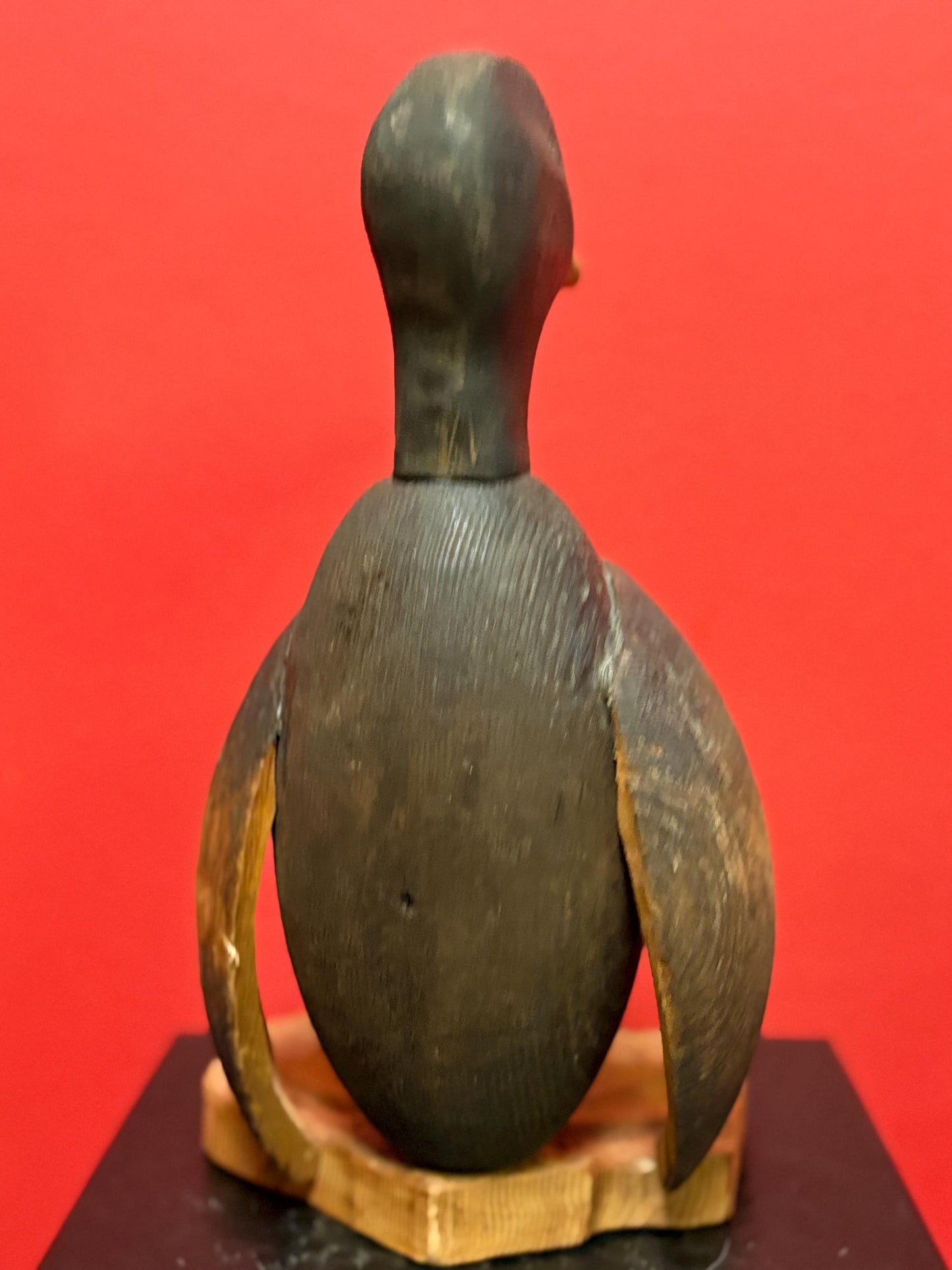 10 inch tall indigenous fishing buoy duck statue on wooden stand  very cool decor