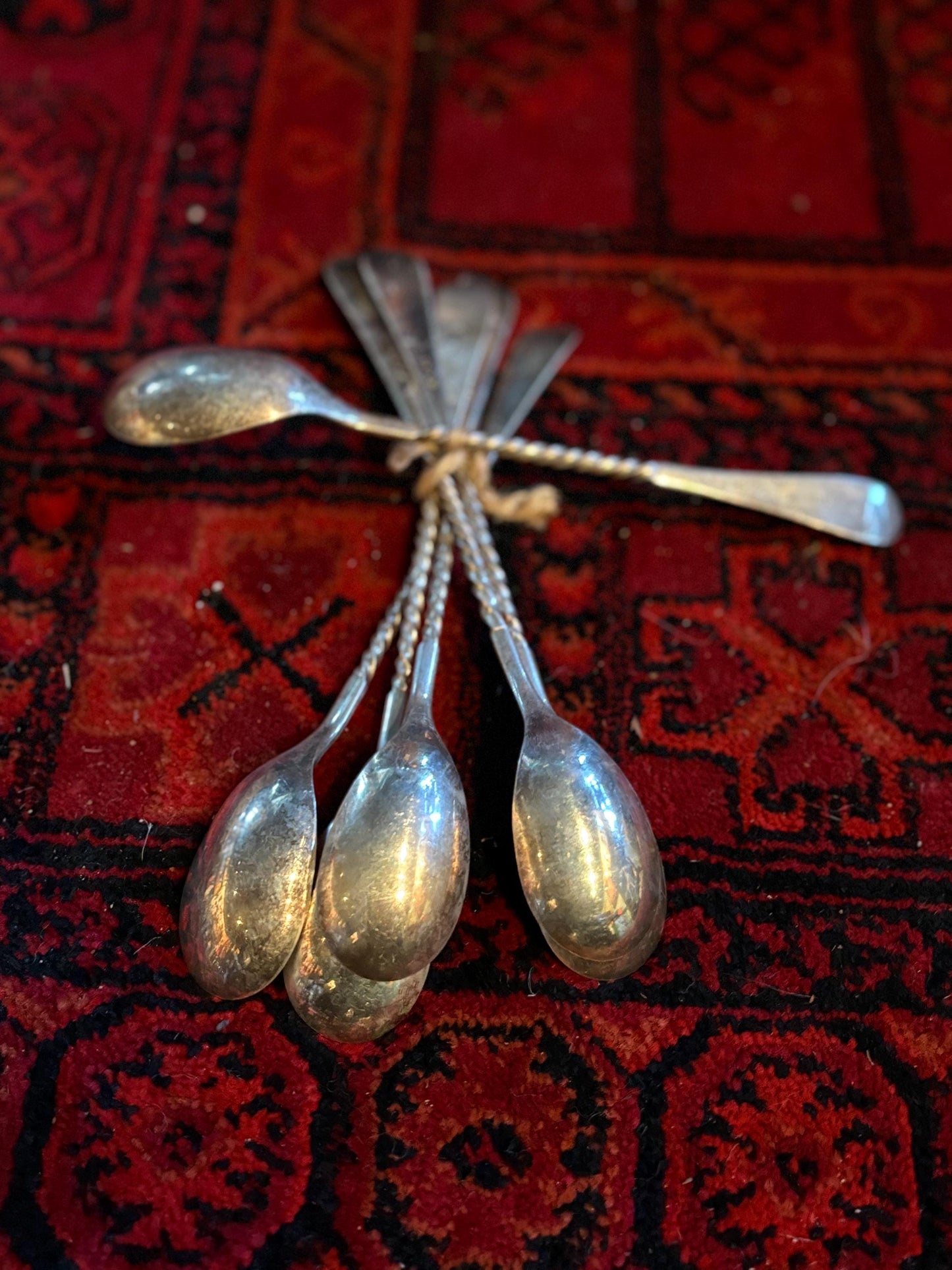 Six beautiful 7 inch silver plated spoons  perfect for tall lattes and ice cream
