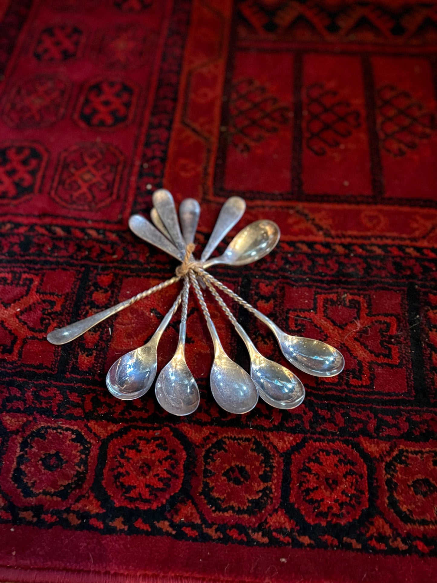 Six beautiful 7 inch silver plated spoons  perfect for tall lattes and ice cream