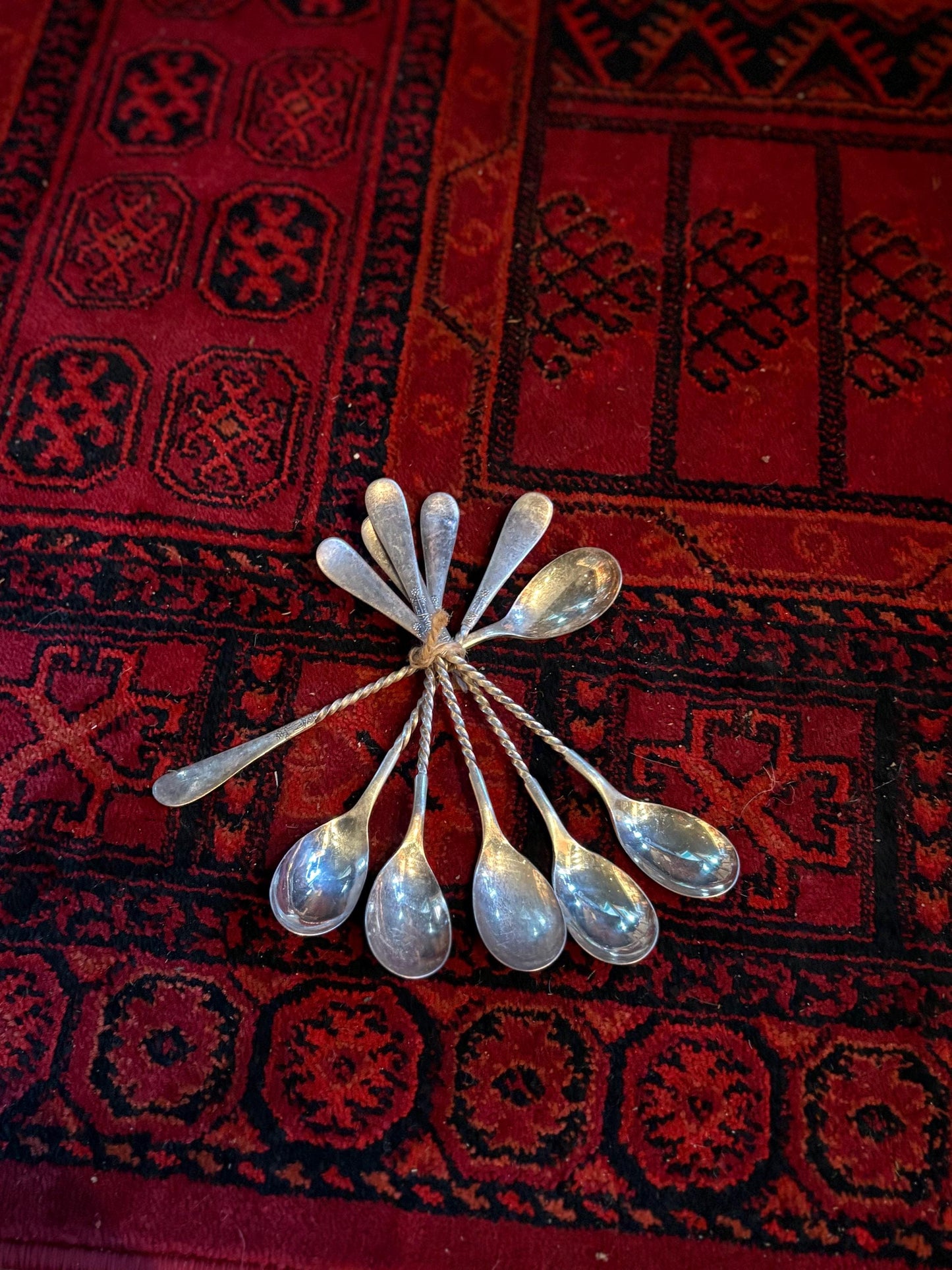 Six beautiful 7 inch silver plated spoons  perfect for tall lattes and ice cream