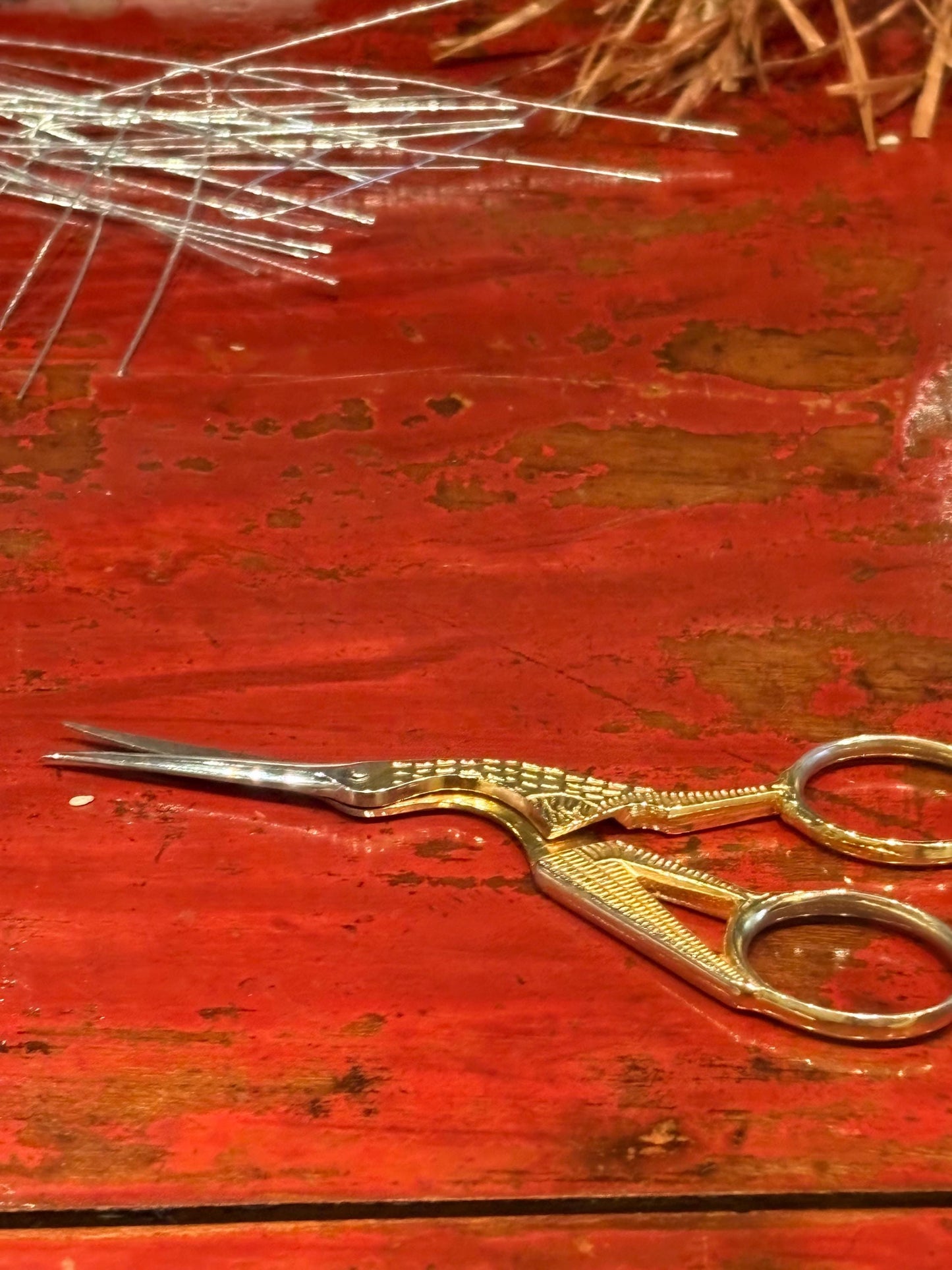 Beautiful antique Italian gilded heron scissors- 5 inches long