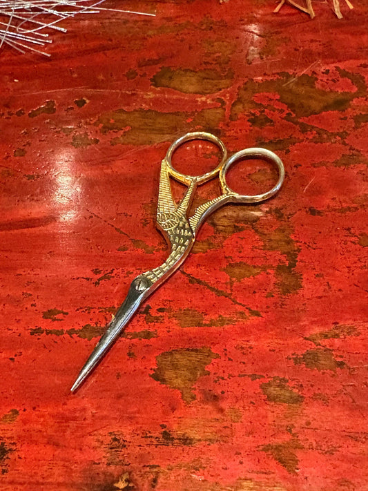 Beautiful antique Italian gilded heron scissors- 5 inches long
