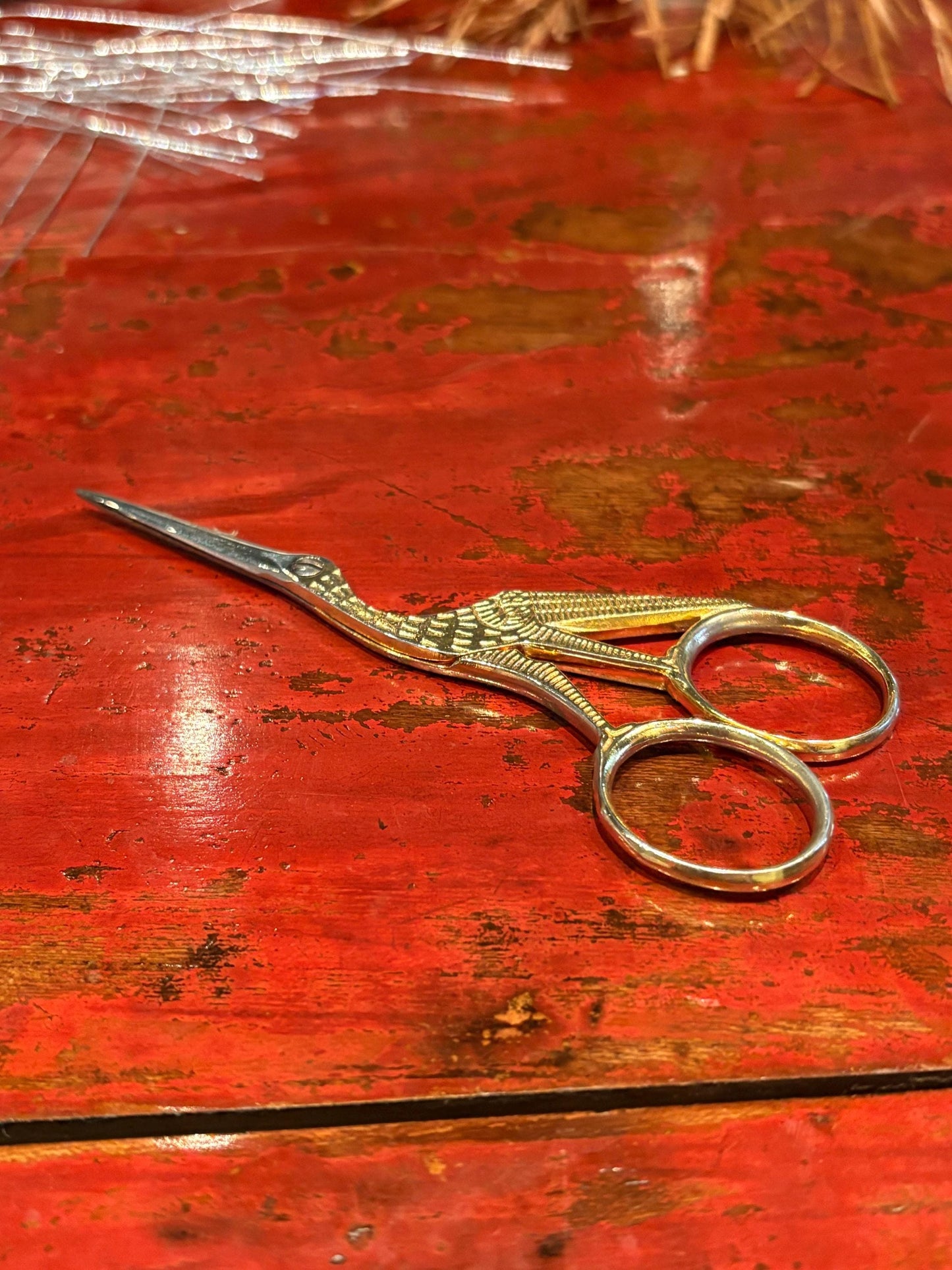 Beautiful antique Italian gilded heron scissors- 5 inches long