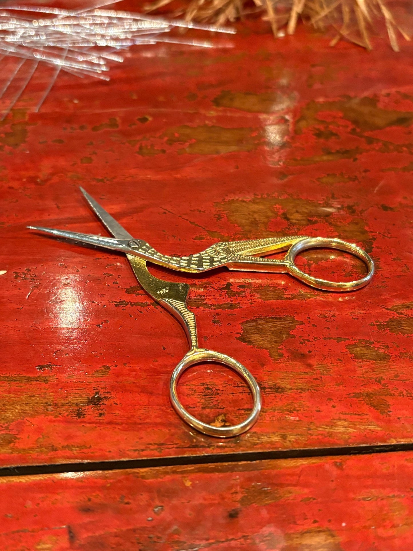 Beautiful antique Italian gilded heron scissors- 5 inches long