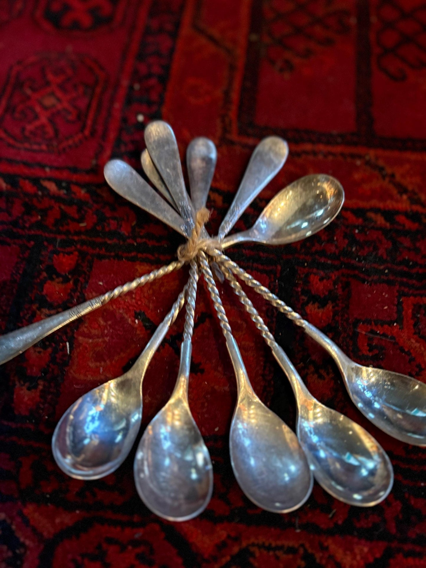 Six beautiful 7 inch silver plated spoons  perfect for tall lattes and ice cream