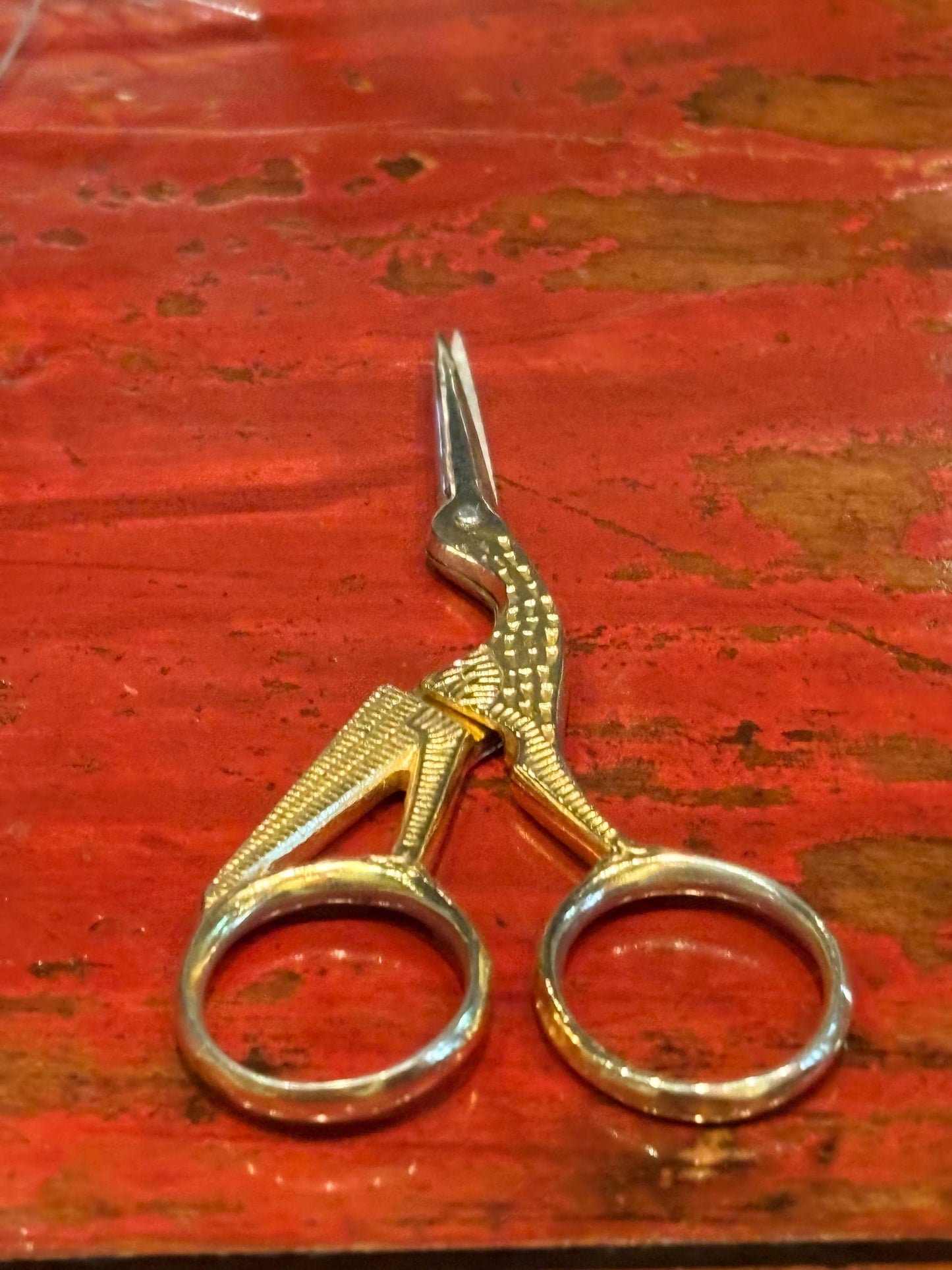 Beautiful antique Italian gilded heron scissors- 5 inches long