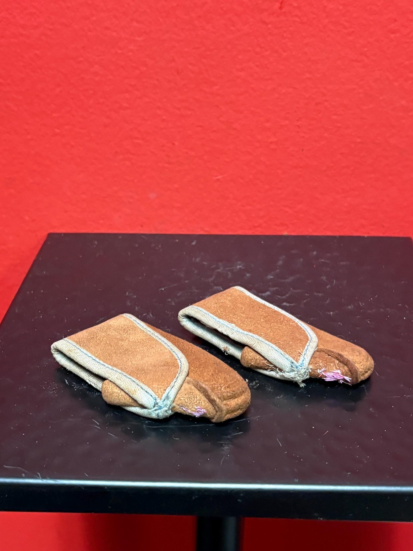 3 inch leather indigenous First Nations  tiny little moccasins